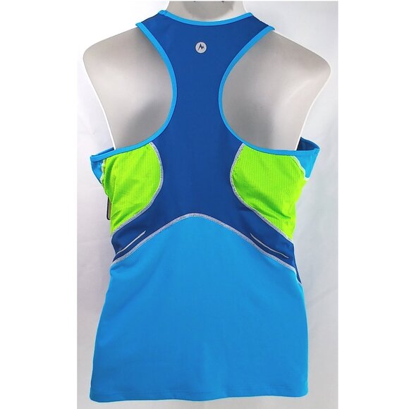 Marmot Blue Green Interval Tank Top Race Back Build-In Bra - Picture 3 of 10
